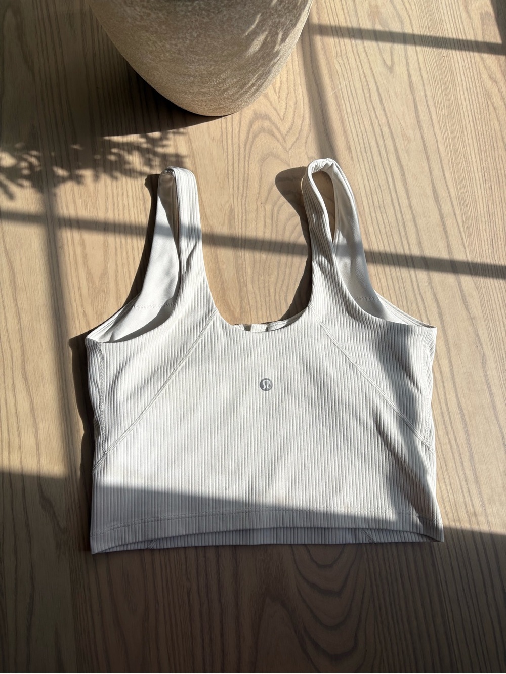 lululemon athletica White Ribbed Scoop-Back Crop Tank